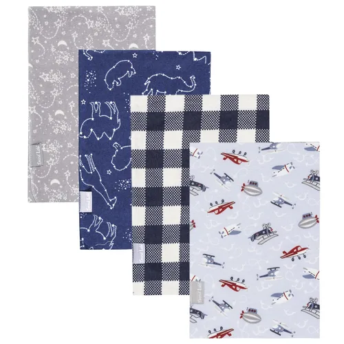 Miniatura 4 de Buffalo Check Woodland - Paquete de 4 mantas de franela a cuadros de búfalo, bosque de invierno, estampado de espiga y montañas de alce, rojo