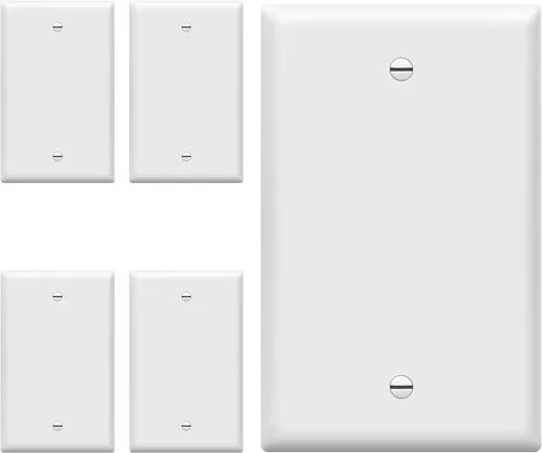 Miniatura 21 de ENERLITES - Placas para pared de dispositivo en blanco, acabado brillante, cubiertas de salida en blanco de tamaño mediano, 1 banda, 4.88 x 3.11