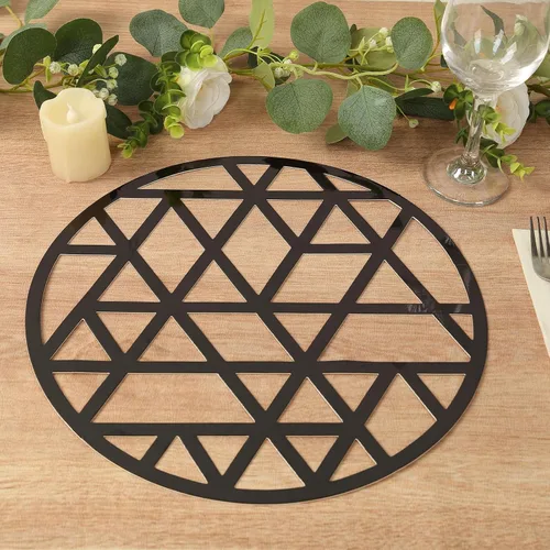 Miniatura 7 de Efavormart - Juego de 6 manteles individuales triangulares geométricos cortados con láser, 13 pulgadas, redondos, desechables, de cartón, 27.64 oz/m²