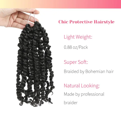 Miniatura 3 de BOHOBABE Pelo de ganchillo pretrenzado Passion Twist de 6 pulgadas, cabello trenzado de ganchillo Passion Twist preenrollado corto, 8 paquetes