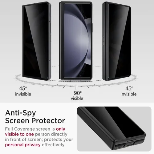 Miniatura 3 de Miimall Funda para Samsung Galaxy Z Fold 5 con protector de pantalla de privacidad, soporte ajustable integrado y protección magnética de bisagra