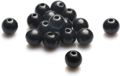 Miniatura 41 de 1000 cuentas de madera negras de 0.236 pulgadas a granel, cuentas espaciadoras sueltas de madera para manualidades hechas a mano, agujero de 0.079