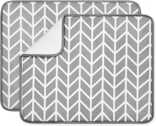 Miniatura 11 de Estera de secado de platos para cocina, paquete de 2, esteras de drenaje de platos de microfibra ultra absorbente de Subekyu, 19.2 por 15.8 pulgadas