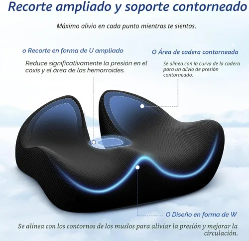 Miniatura 3 de ZIKEE Cojín de asiento grueso, almohada ergonómica de espuma viscoelástica para hemorroides para cadera, ciática, alivio de sentado prolongado