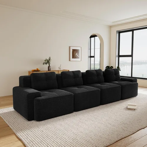 Miniatura 43 de Sofás modulares modulares sin hueso de 82 pulgadas para sala de estar, juego de sofá comprimido de 2 plazas, no requiere montaje, tela de pana, Verde
