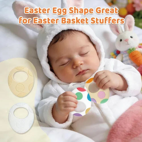 Miniatura 4 de Huevos de Pascua juguetes de dentición para bebés, rellenos esenciales de cesta de silicona para bebés, bebés y niños pequeños, regalo de relleno