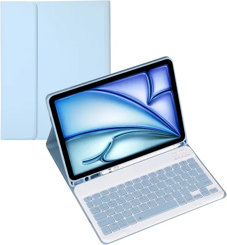 Miniatura 44 de Funda de teclado para tableta Samsung Galaxy Tab A8 X200/X205 de 10.5 pulgadas, cubierta protectora de teclado con soporte multiángulo, borde de Azul