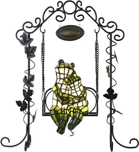 Miniatura 10 de Bieye L10829 Lámpara de Mesa de Rana Estilo Tiffany Vidrio Manchado Luz de Acento Nocturna para Decoración del Hogar Guardería Mesita de Noche