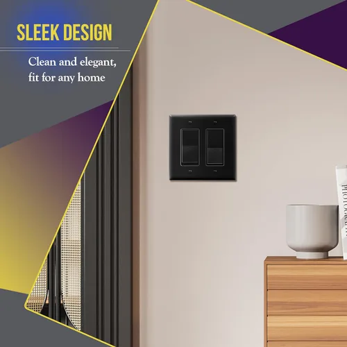 Miniatura 3 de ENERLITES - Placas decorativas de pared para interruptor de luz o toma de corriente, acabado brillante, tamaño intermedio, 2 bandas, 4.88 x 4.92