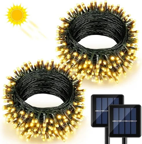 Miniatura 18 de 2 Pack de luces solares de Navidad para exteriores, tira de luces solares de 80 pies con 240 LED para exteriores, impermeables, 8 modos de luz