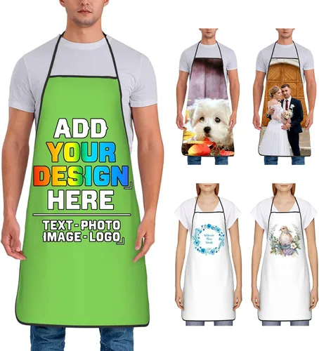 Miniatura 22 de Delantal personalizado para mujer, personalizado para añadir tu propio nombre, texto, logotipo, foto, chef, delantal de cocina para barbacoa