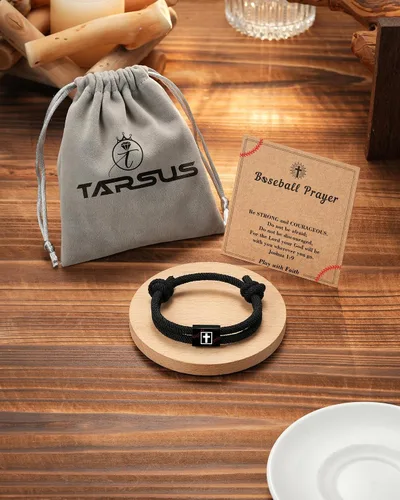 Miniatura 6 de Tarsus Regalos de béisbol/fútbol/fútbol para niños, pulsera trenzada de cruz de fe, regalos de cumpleaños de Navidad para niños y hombres