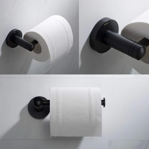 Miniatura 3 de KRAUS Elie KEA-18829MB - Soporte para papel higiénico, acabado negro mate, color negro