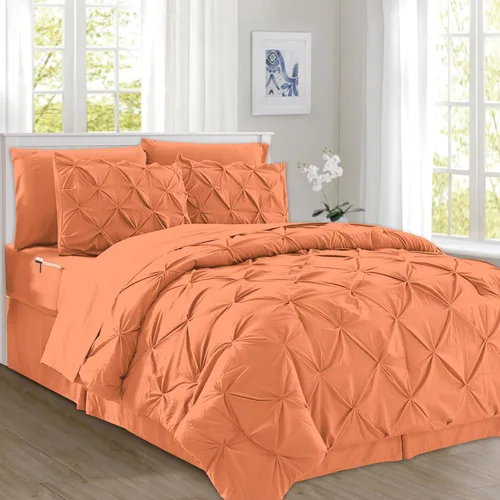 Miniatura 18 de Elegant Comfort Juego de edredón con pliegues pinzados de 8 piezas - Cama completa en una bolsa para todas las estaciones, incluye juego de sábanas