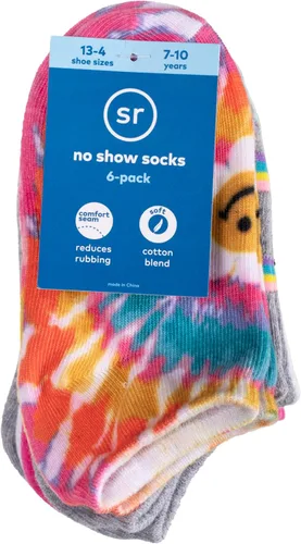 Miniatura 2 de Stride Rite Paquete de 6 pares de calcetines deportivos multicolor de mezcla de algodón súper suave para niñas
