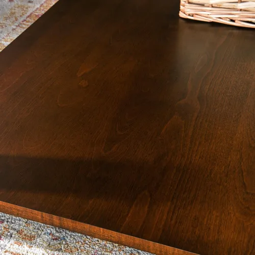 Miniatura 8 de Mesa de centro de madera maciza con estante de almacenamiento, mesa de sala de estar de mediados de siglo con mesa y patas talladas en madera, mesa