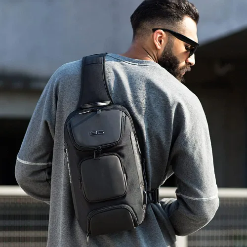 Miniatura 7 de Mochila tipo bandolera para hombre, bolsa de hombro impermeable con puerto USB