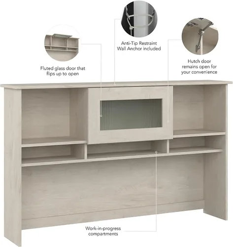 Miniatura 4 de Bush Home Cabot - Mueble de escritorio (60 W, color lino y roble blanco)