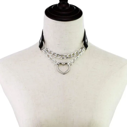 Miniatura 6 de Gargantilla de piel con forma de corazón gótico, Punk, Rock. Gargantilla y collares
