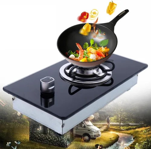 Estufa de gas para autocaravana, quemador de vidrio templado, estufa de gas GLP para barco, caravana, caravana, cámper, estufa de gas de varios