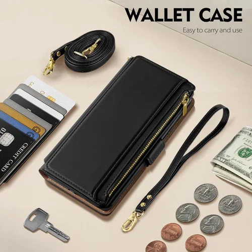 Miniatura 3 de Antsturdy Compatible con iPhone 15 Pro Max Funda Cartera para Mujeres【Bloqueo RFID】Funda de Teléfono Cruzada de Cuero PU con Cremallera y Correa