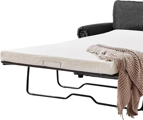 Miniatura 8 de Sofá cama reversible con cómodo colchón de espuma viscoelástica, sofá extraíble de pana convertible de tamaño matrimonial para sala de estar, Negro