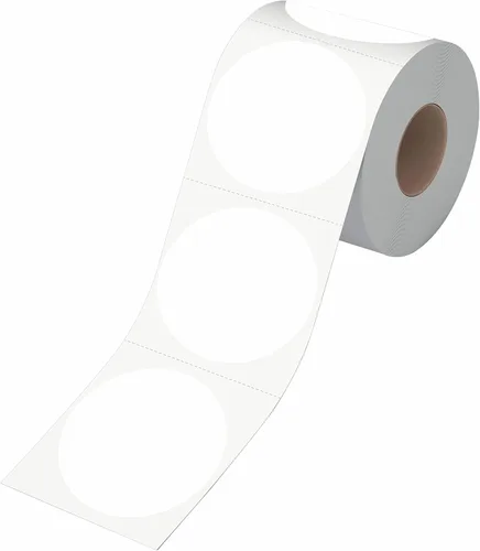 500 etiquetas adhesivas redondas de código de color blanco para inventario con línea de perforación en rollo (3 pulgadas de diámetro)