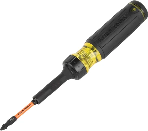 Miniatura 5 de Klein Tools Destornillador aislado y juego de destornilladores de trinquete 13 en 1, 2 herramientas con hoja abatible y puntas intercambiables
