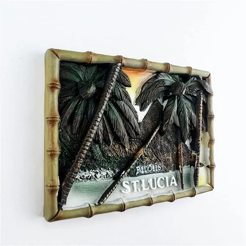 Miniatura 3 de Pitons St.Lucia - Imán para nevera, recuerdo de viaje, decoración de nevera, calcomanía magnética 3D, colección artesanal pintada a mano