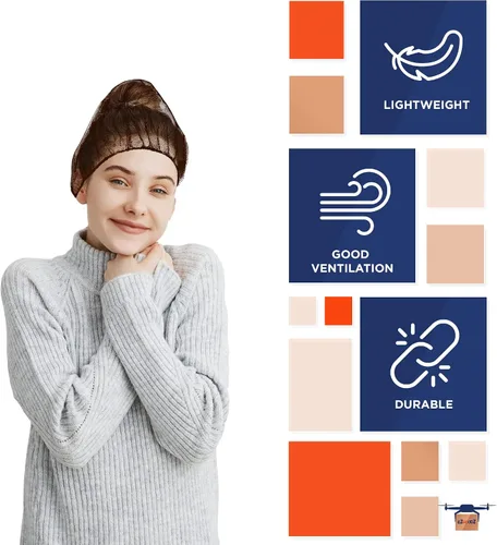 Miniatura 4 de EZGOODZ Redes desechables para el cabello para trabajadores del servicio de alimentos, nailon marrón de 28 pulgadas, banda elástica, unisex, paquete