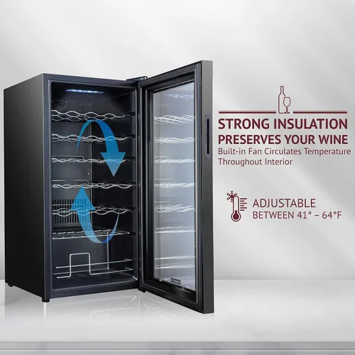 Miniatura 3 de SCHMECKE - Refrigerador de vino con compresor de 28 botellas, con cerradura y cerradura, gran bodega independiente, 41f-64f, control de temperatura