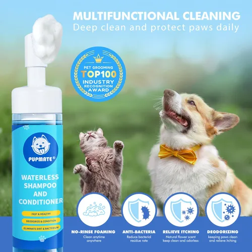 Miniatura 2 de Limpiador de patas para perros y gatos, limpiador de patas de perro espumoso sin enjuague, hipoalergénico y pH equilibrado, 7 onzas líquidas