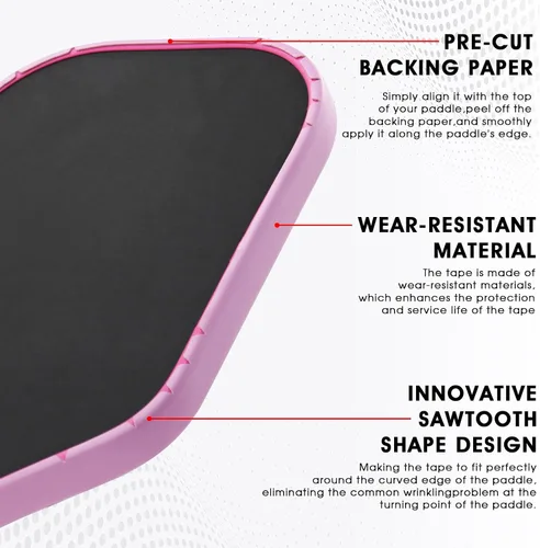 Miniatura 24 de PICKLETECH Cinta de protección de pala de pickleball – Protector de borde de cabeza de paleta – Cinta de protección de borde de raqueta ajuste gris