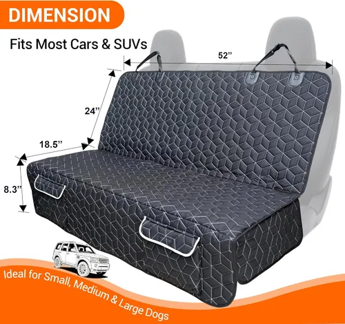 Miniatura 4 de Meginc Funda de asiento de automóvil para perro, impermeable, antideslizante, protector de banco para perros, duradera 600D a prueba de arañazos