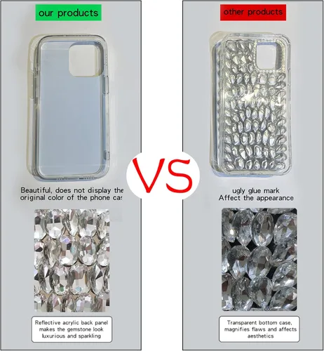 Miniatura 4 de Funda para iPhone 13 Pro para mujer (6.1 pulgadas), funda de lujo muy brillante con purpurina 3D con diamantes de imitación de cristal brillante