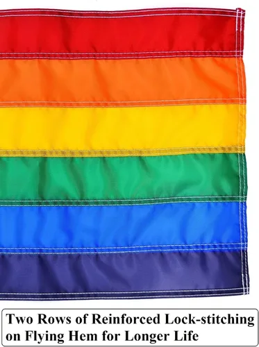 Miniatura 3 de US Flag Factory - Bandera arcoíris de 12 x 18 pulgadas (rayas cosidas individualmente) para exteriores SolarMax Nylon - Calidad premium - Fabricado