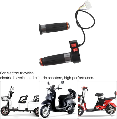 Miniatura 9 de Acelerador de agarre de acelerador de velocidad de 3 velocidades, par de empuñaduras de acelerador de bicicleta eléctrica, mango universal
