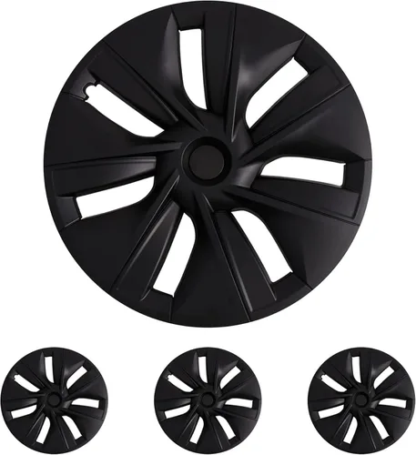 Miniatura 9 de KAVANIC 4 piezas de cubierta de rueda Compatible con Tesla Model Y 19 pulgadas 2020-2024 ABS tapacubos estilo cuchilla negro mate Compatible
