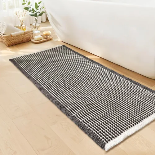 Miniatura 22 de Tapete de baño estilo gofre, tapete de baño bohemio, antideslizante, lavable, súper absorbente y de secado rápido, tapetes de baño pequeños, Caqui
