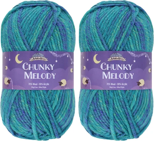 Miniatura 9 de JubileeYarn Chunky Melody - Hilo para tejer 100g/madeja, mezcla de lana gruesa, color maíz naranja - 2 madejas 15 Maíz Naranja