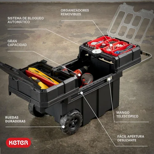 Miniatura 2 de Keter Masterloader Caja de herramientas portátil de resina con sistema de bloqueo y contenedores extraíbles – Caja de almacenamiento y organización