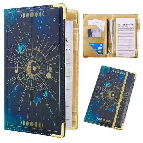 Miniatura 7 de Bienbee Libreta de servidor, libro de camarera. Libros de servidor para camarera, libro de camarero con bolsillo con cremallera para dinero. Libro