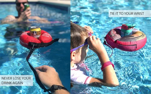 Miniatura 3 de Human Bobber Soporte inflable flotante para bebidas para piscina, flotadores de barra para bebidas para adultos para sostener latas de cerveza, taza