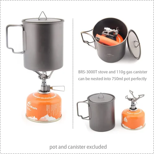 Miniatura 6 de BRS Stove BRS 3000T Estufa de Titanio Ultraligera para Mochileros Estufa Portátil de Propano para Camping Estufa de Gas Quemador de Gas Estufa