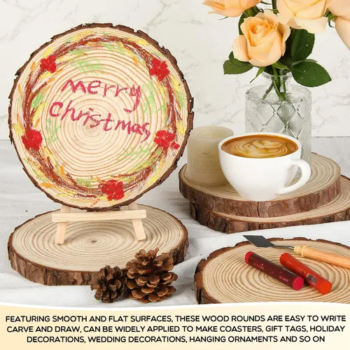 Miniatura 4 de Giegxin 15 piezas de rebanadas de madera sin terminar para centros de mesa, baby shower, boda, fiesta, centros de mesa, bosque, manualidades