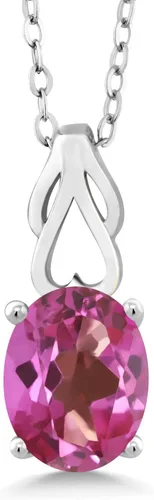 Miniatura 84 de Gem Stone King Collar de plata de ley 925 con piedra natal ovalada de 0.354 x 0.276 in Collar con colgante solitario para mujer Con cadena