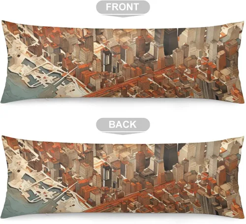 Miniatura 3 de Funda de almohada de cuerpo con mapa personalizado de la ciudad de Nueva York, 20 x 54 pulgadas, funda protectora de almohada larga con cremallera