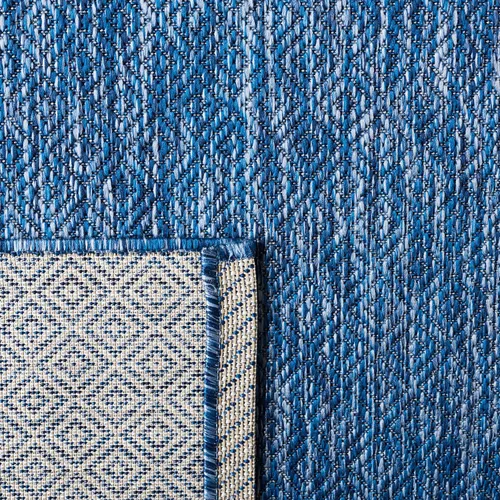 Miniatura 5 de SAFAVIEH Alfombra lavable para exteriores, colección Courtyard - 6'7" x 9'6", azul marino, no desprende pelusa y fácil limpieza, ideal para patio