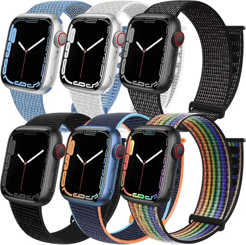 Miniatura 8 de Paquete de 6 correas deportivas compatibles con Apple Watch de 1.496 in 1.575 in 1.614 in 1.654 in 1.732 in 1.772 in 1.811 in 1.929 in para iWatch