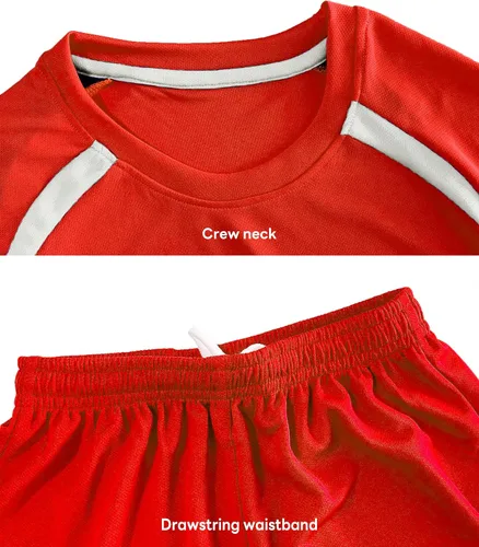 Miniatura 4 de M2C Camiseta y pantalones cortos de fútbol sólido para hombre con calcetines para entrenamiento de equipo deportivo